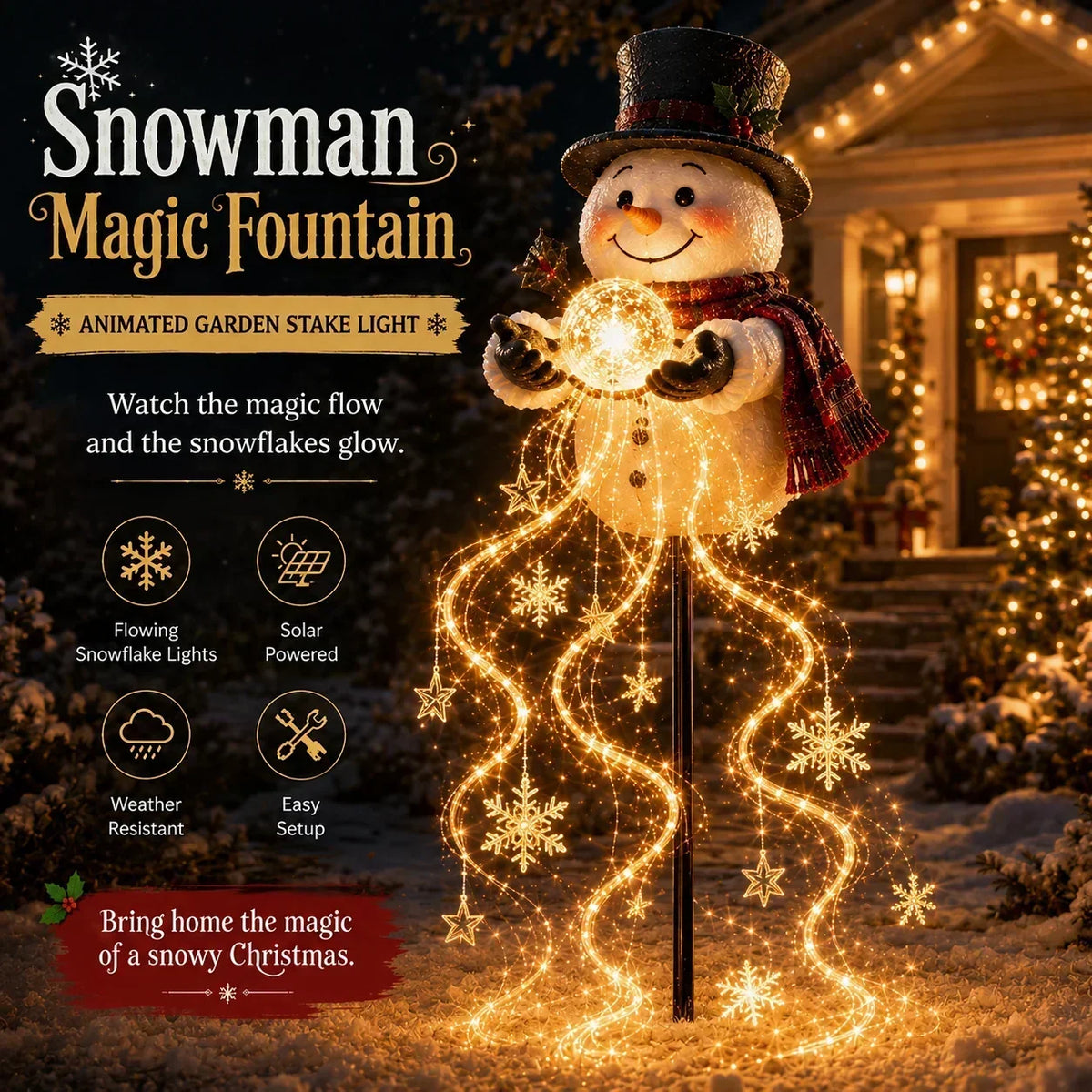 🎅 Santa’s Flying Sleigh Solar Garden Light – Cascading Christmas Gift Display