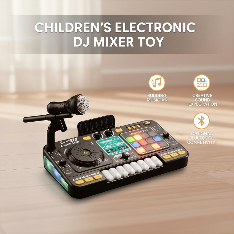 Kids DJ Mixer Music Toy – 12 Tracks, 8 Keys & Bluetooth Option
