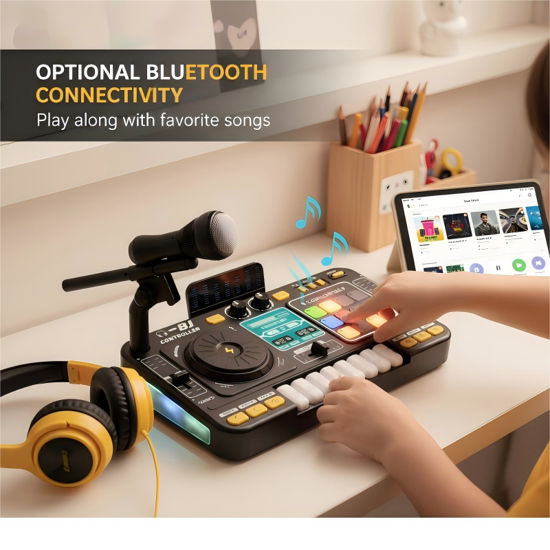 Kids DJ Mixer Music Toy – 12 Tracks, 8 Keys & Bluetooth Option