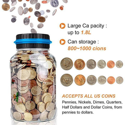 🪙Digital Coin Counter Money Jar | LCD Display Savings Tracker (1.8L)