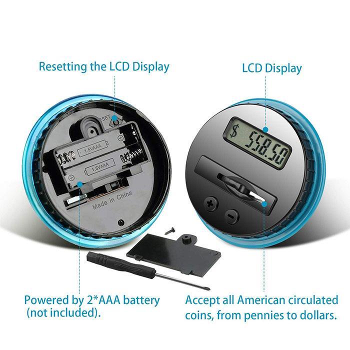 🪙Digital Coin Counter Money Jar | LCD Display Savings Tracker (1.8L)