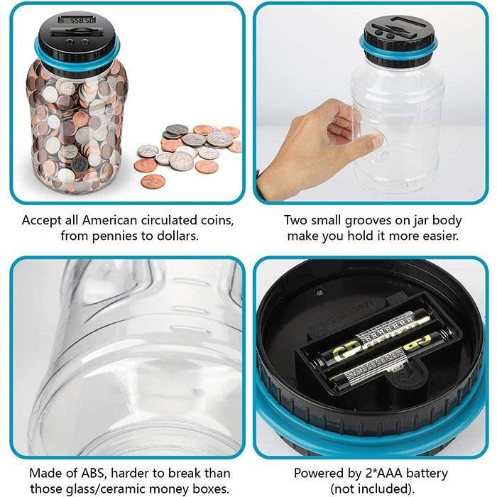 🪙Digital Coin Counter Money Jar | LCD Display Savings Tracker (1.8L)