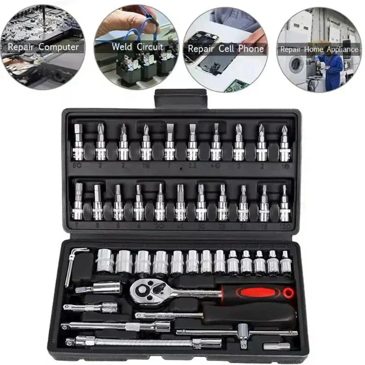 🔧 46-Piece Ratchet & Socket Tool Set – One Case for Everyday Repairs