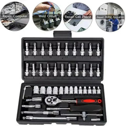 🔧 46-Piece Ratchet & Socket Tool Set – One Case for Everyday Repairs