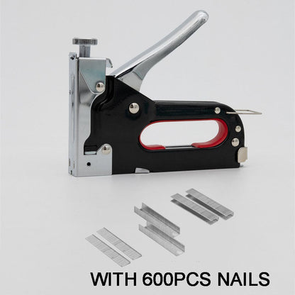 3-in-1 Manual Staple Gun with Adjustable Force & 600 Fasteners