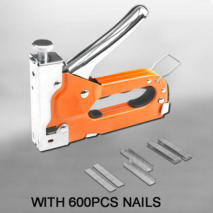 3-in-1 Manual Staple Gun with Adjustable Force & 600 Fasteners
