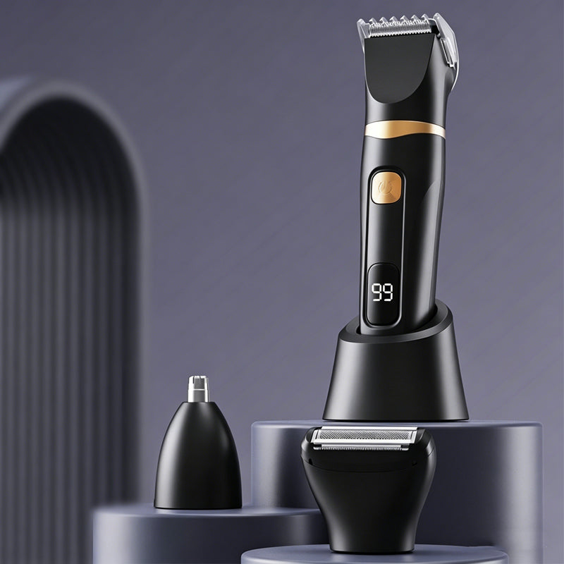 3-in-1 Electric Grooming Kit – Hair, Nose & Body Trimmer with LED Display
