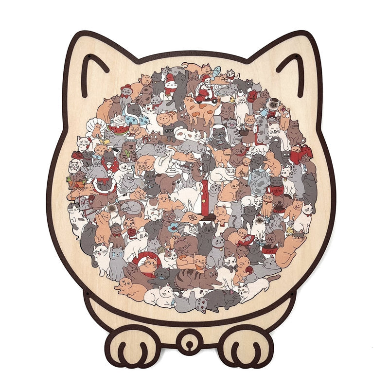 Adorable Cat-Shaped Wooden Jigsaw Puzzle