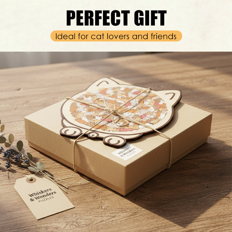 Adorable Cat-Shaped Wooden Jigsaw Puzzle