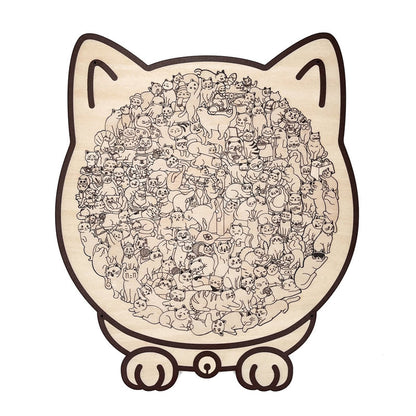 Adorable Cat-Shaped Wooden Jigsaw Puzzle