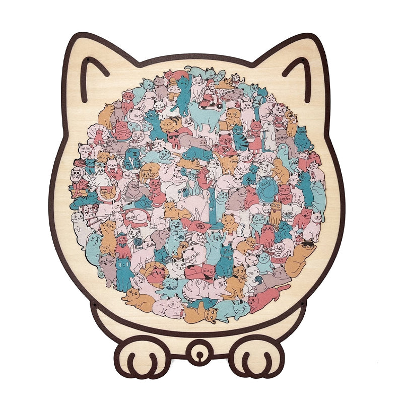Adorable Cat-Shaped Wooden Jigsaw Puzzle