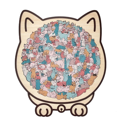Adorable Cat-Shaped Wooden Jigsaw Puzzle