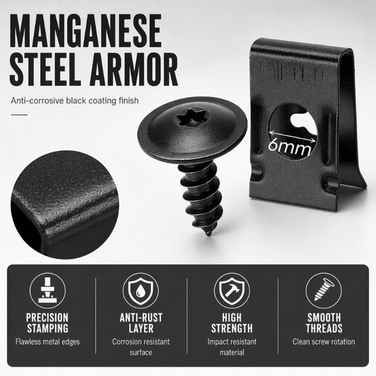 Automotive Metal U-Clip & Screw Fastener Set – M4/M5 Panel Clips