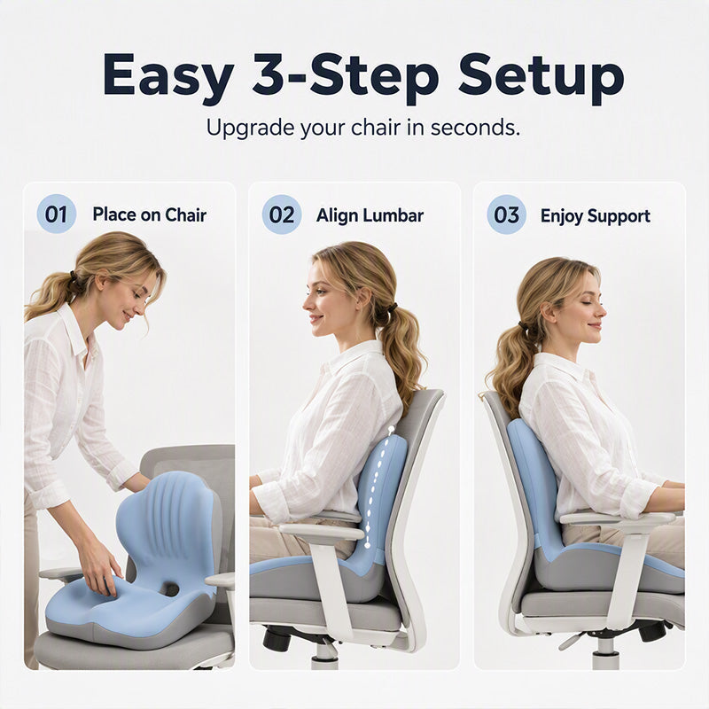🪑 Memory Foam Seat & Back Cushion – Made for Long Hours of Sitting ✨