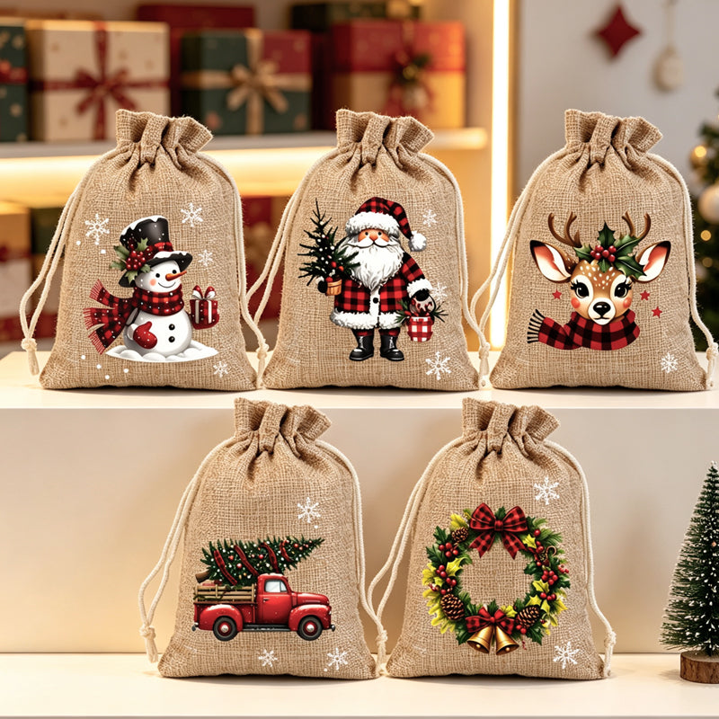 🎄 Christmas Drawstring Gift Bags – 5 Festive Styles for Small Gifts & Treats