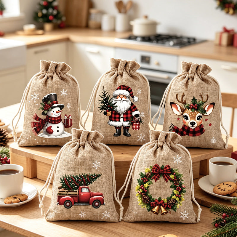 🎄 Christmas Drawstring Gift Bags – 5 Festive Styles for Small Gifts & Treats