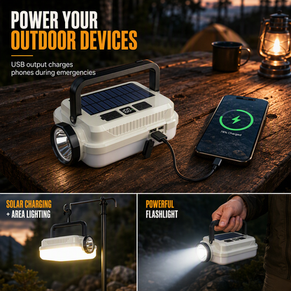 💡Solar Camping Lantern – Dual Light & Emergency Power Bank