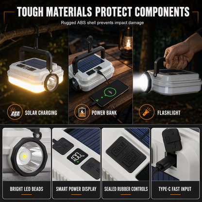 💡Solar Camping Lantern – Dual Light & Emergency Power Bank