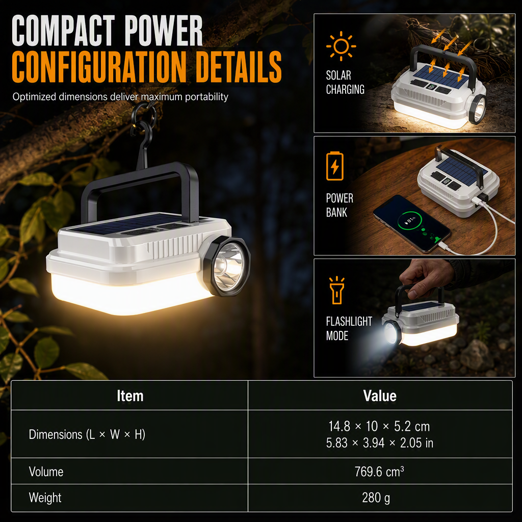 💡Solar Camping Lantern – Dual Light & Emergency Power Bank