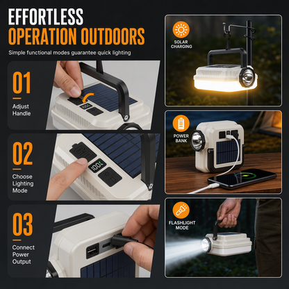 💡Solar Camping Lantern – Dual Light & Emergency Power Bank
