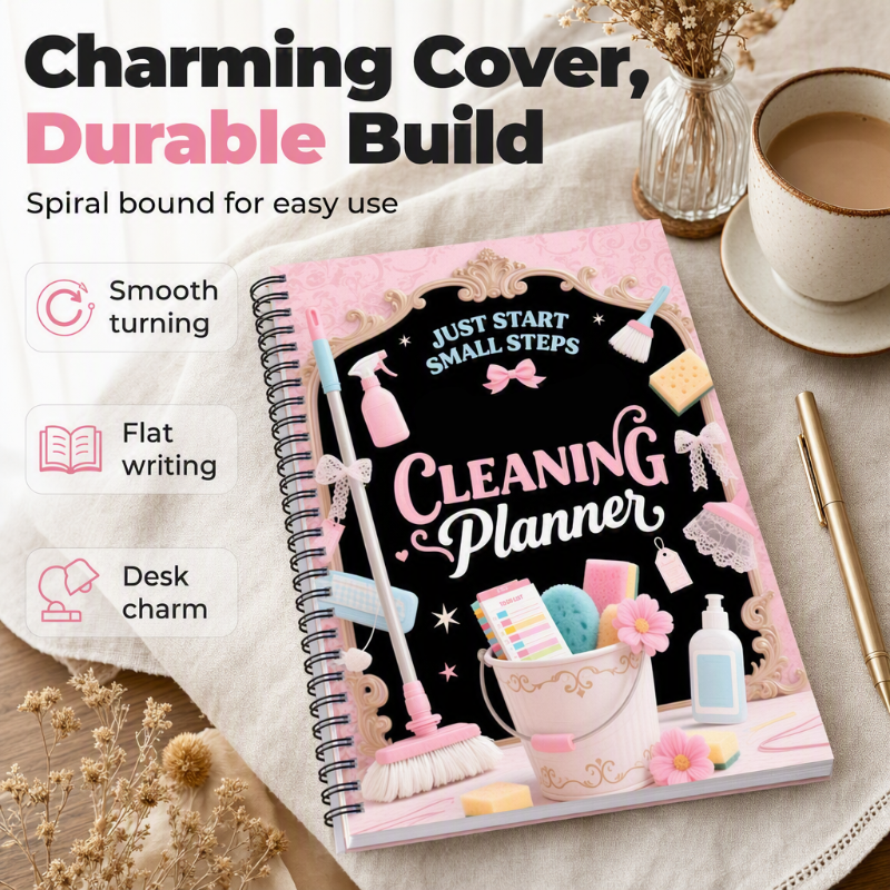 A5 Cleaning Planner — 60-Page Home Chore Notebook for Calmer Routines