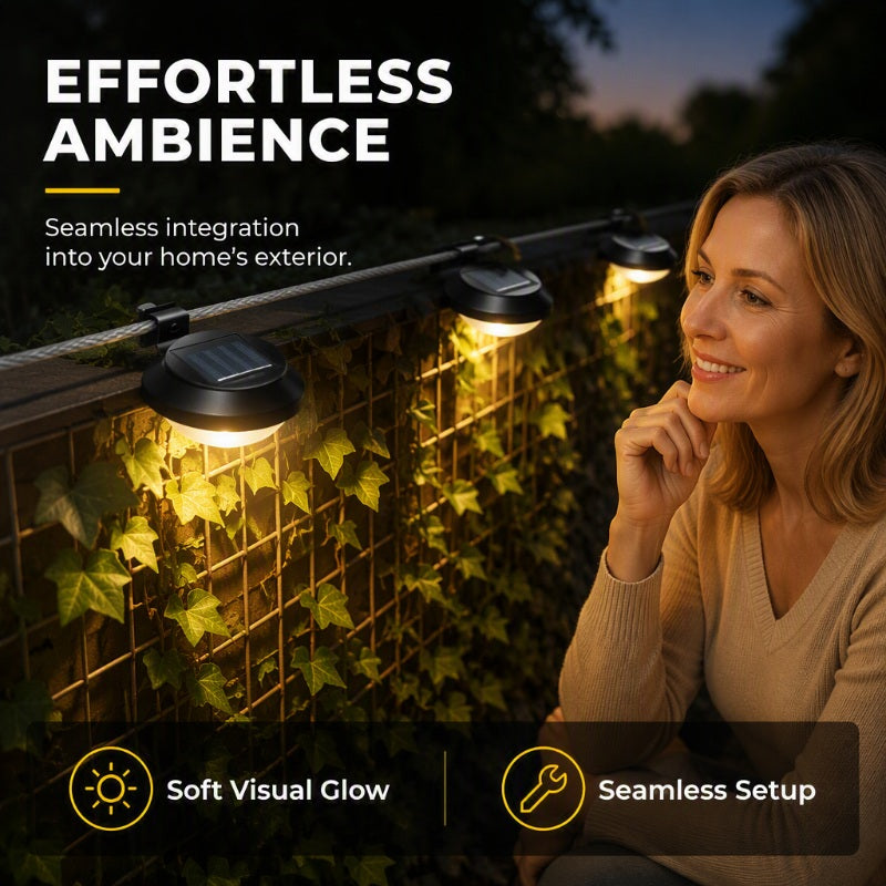 Solar LED Gutter & Wall Lights – No-Wiring Outdoor Lighting for Fences, Decks & Eaves